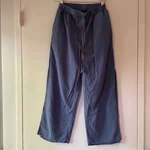 SHEIN 100% Cotton Blue Drawstring Split Hem Wide Leg Pants - Size Small